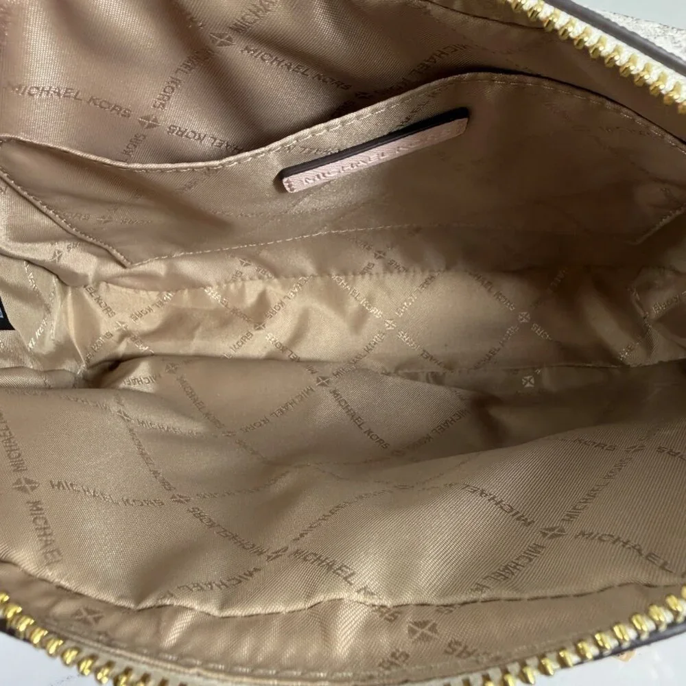 Michael Kors Jet Set East West Large Logo Powder Blush Multi Color Crossbody Ba